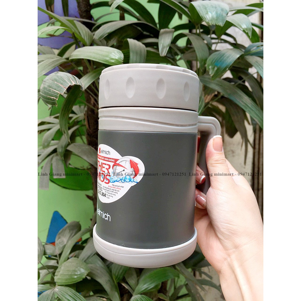 Bình giữ nhiệt Elmich có quai 500ml EL-7228 Cốc uống giữ nhiệt inox 304 Thích hợp cho dân văn phòng Hàng chính hãng