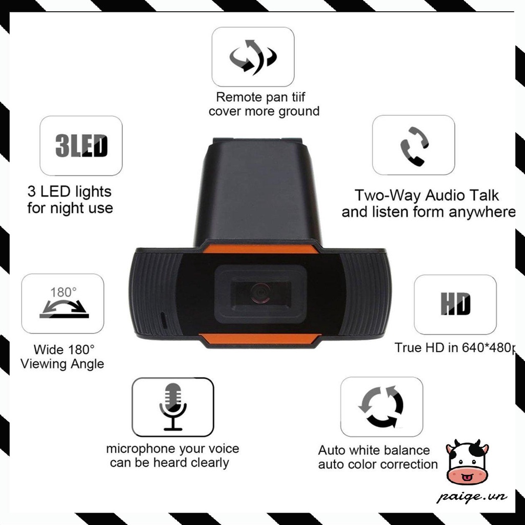 Webcam A870 HD USB có thể xoay tích hợp micro dùng quay video cho máy tính PC | BigBuy360 - bigbuy360.vn