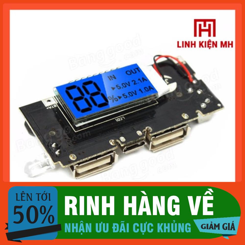 Mạch Sạc Pin Dự Phòng 18650 V4 2 Cổng Ra, Hiển Thị LCD - Có Bảo Vệ