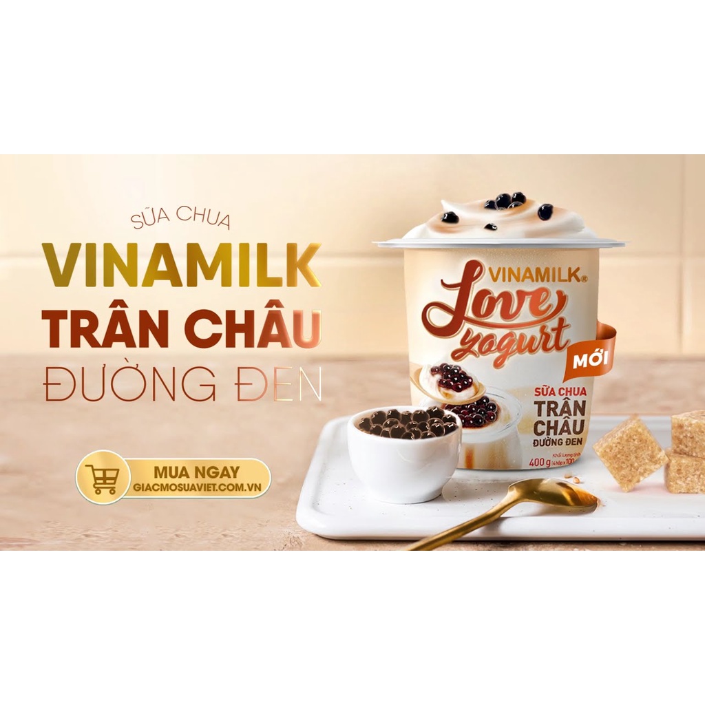 SỮA CHUA ĂN VINAMILK TRÂN CHÂU ĐƯỜNG ĐEN - VỈ 4 HỘP X 100G