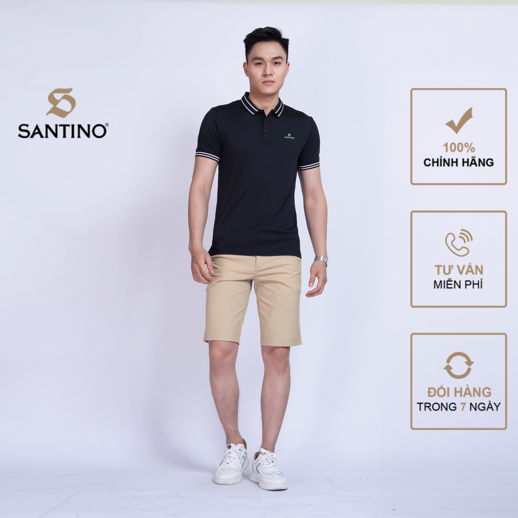 Áo Polo thể thao nam Vải Cá Sấu SANTINO co giãn 4 chiều, form ôm nhẹ, thấm hút mồ hôi, kháng tia UV  - B861