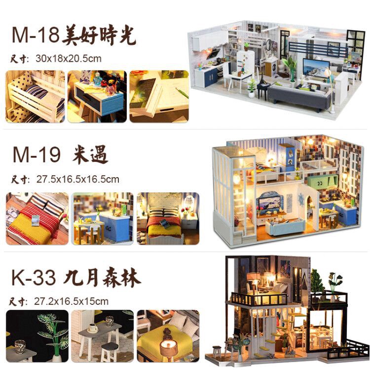 [Hàng Cao Cấp ] Mô hình nhà gỗ DIY có nội thất xinh xắn