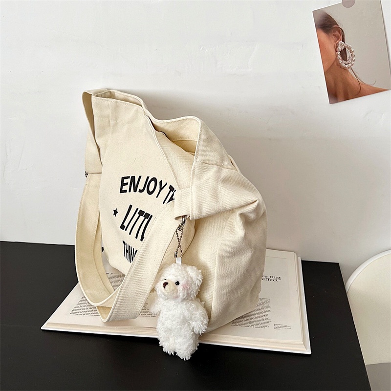 Túi Xách Canvas Sức Chứa Lớn Kiểu Dáng Đơn Giản Thời Trang Cho Nữ