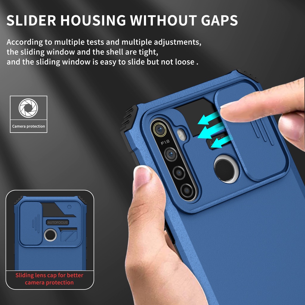 Ốp Điện Thoại Nhựa Cứng Có Giá Đỡ Dạng Đẩy Bảo Vệ Camera Cho OPPO Realme 9i / 7i / 5 / 5i / 5s / 6i / C17