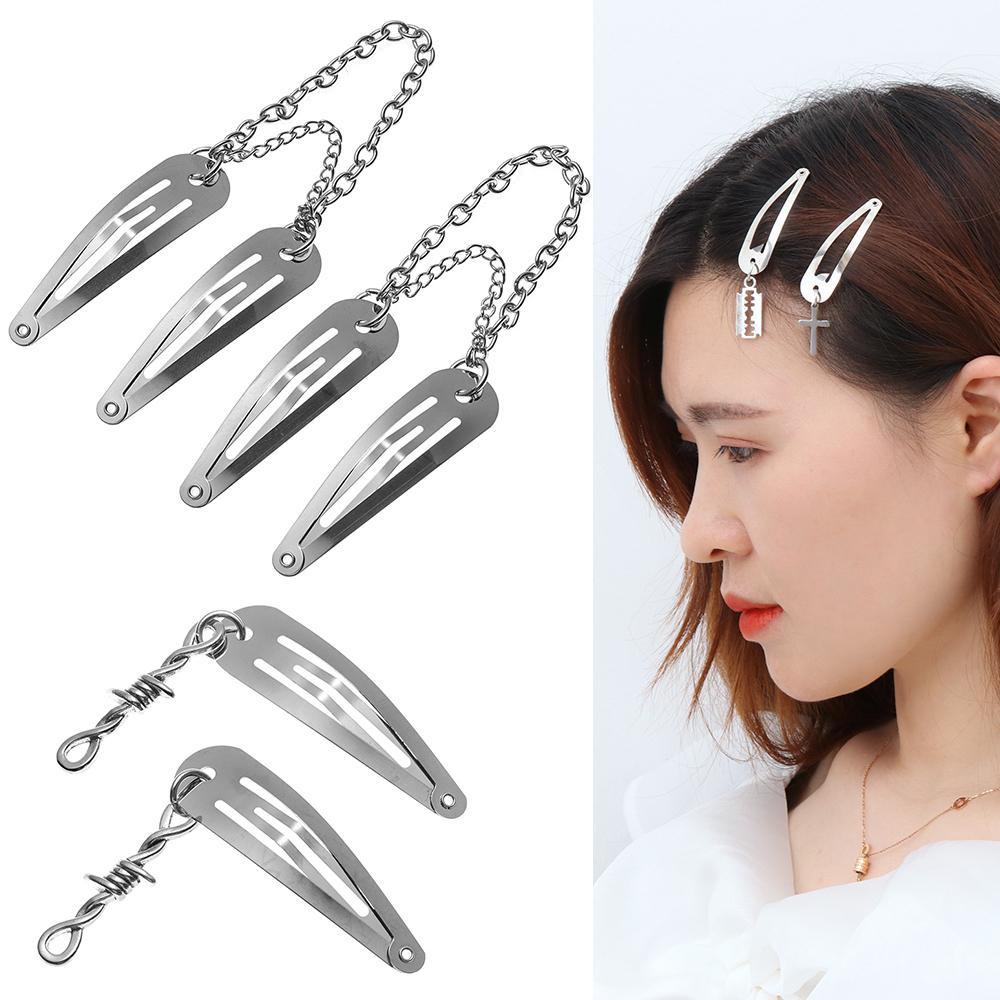 1 Cặp Kẹp Tóc Hình Thánh Giá Phong Cách Harajuku Thời Trang