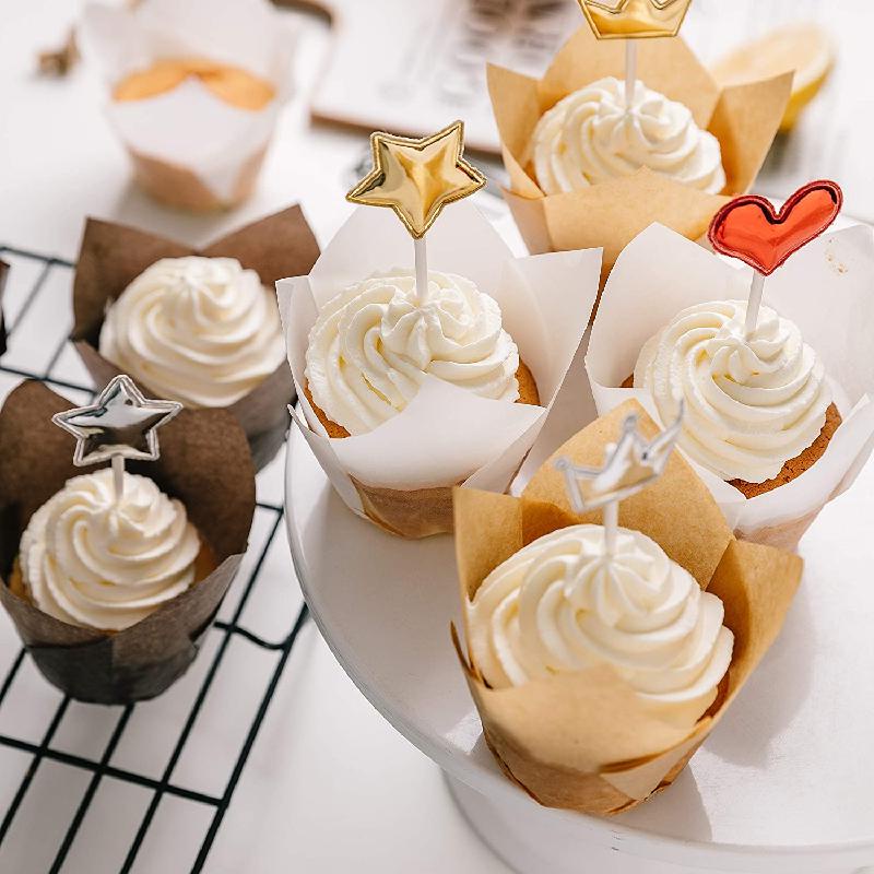 50 Giấy làm bánh ngọt/ sô cô la ANAEAT họa tiết hoa tulip dùng một lần