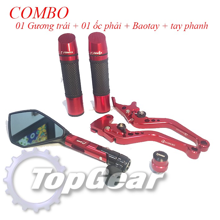 Bộ Rizoma: 1 Gương, 1 ốc gương, tay phanh, 2 bao tay các dòng xe &lt;TOPGEAR&gt;