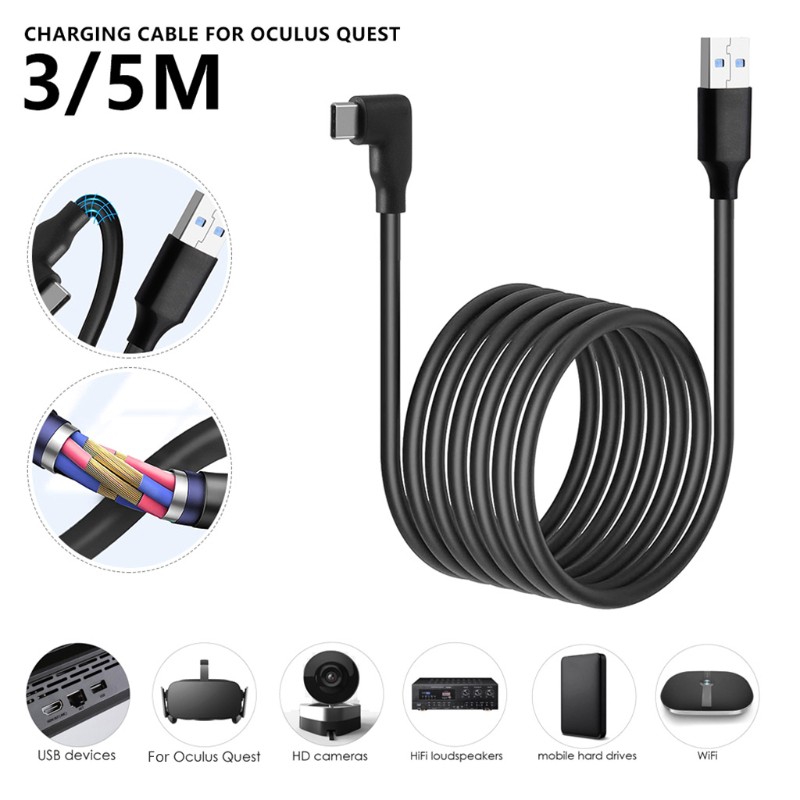 Dây Cáp Chuyển Đổi 5m Cổng Usb 3.0 Sang Type-C Cho Oculus Quaest 2 Link Vr