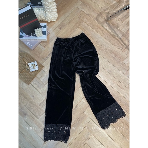 THUYBIESHOP | quần xuông nhung đáp ren