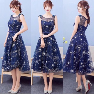 Đầm dự tiệc lưới sao lấp lánh (Free/big size 40-71kg) _ kèm ảnh sp thật