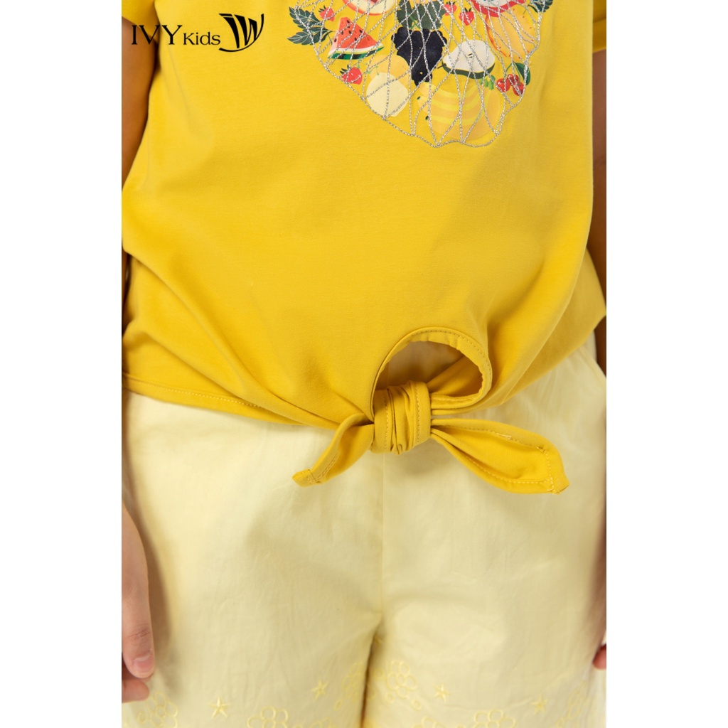 Áo thun thắt nơ bé gái IVY moda MS 57G1340