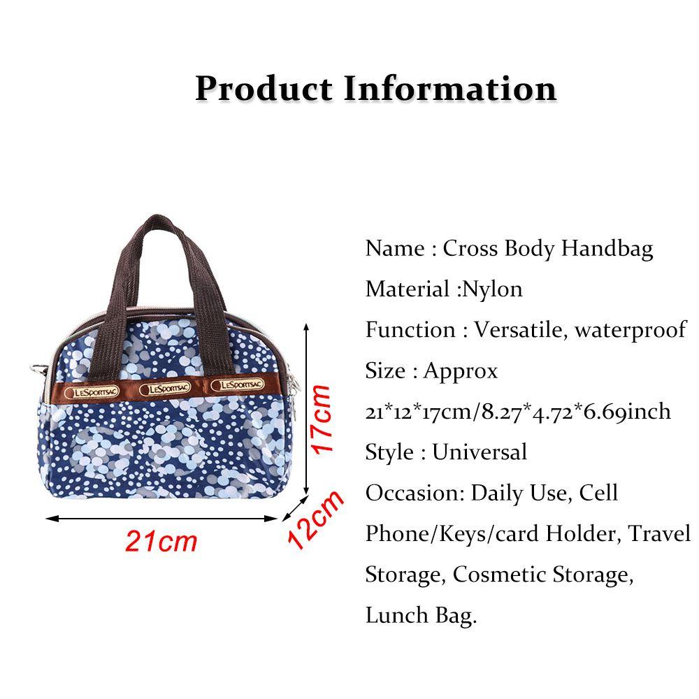 Heceh Túi Đeo Chéo Nylon Đa Năng Chống Thấm Nước Có Khóa Kéo In Họa Tiết