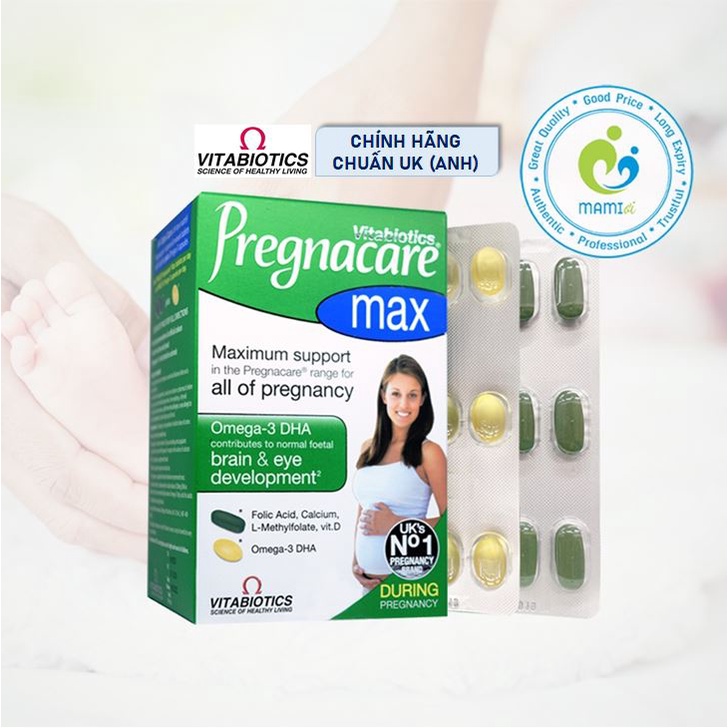 Vitamin bầu (84v) bổ sung dinh dưỡng cho bà bầu và mẹ sau sinh Pregnacare Max, UK