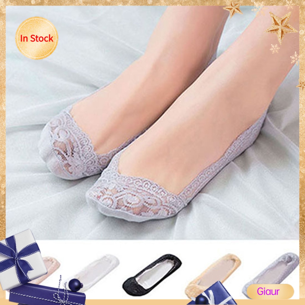 Vớ thuyền ren hoa mềm mại chống trượt thời trang cho nữ