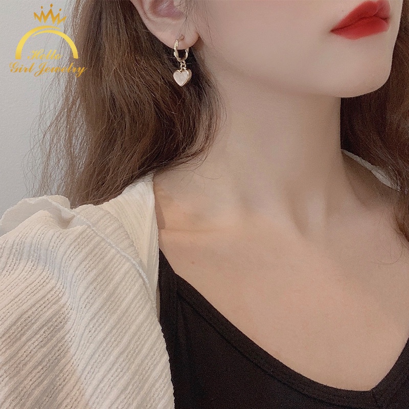 Bông Tai Chữ C Bằng Nhựa Resin Màu Hồng Ngọt Ngào Thời Trang Cho Nữ