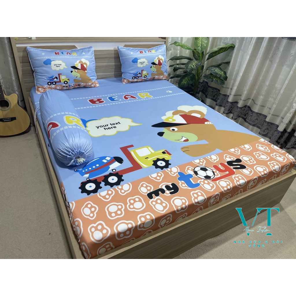 Bộ Chăn Ga Thun 5D Ý Cartoon