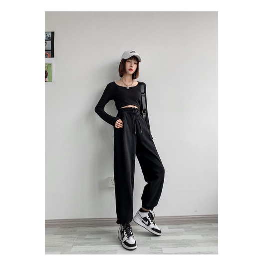 NZN Quần thể thao ống rộng thời trang năng động cho nữ