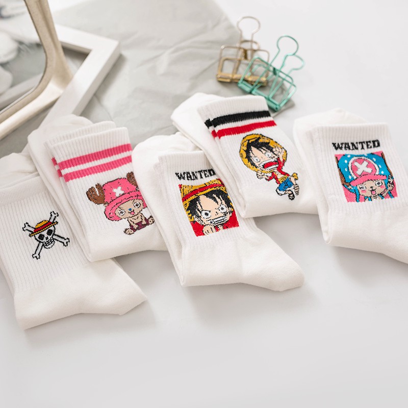 Vớ cotton mềm họa tiết hoạt hình One Piece hợp thời trang cho nam nữ