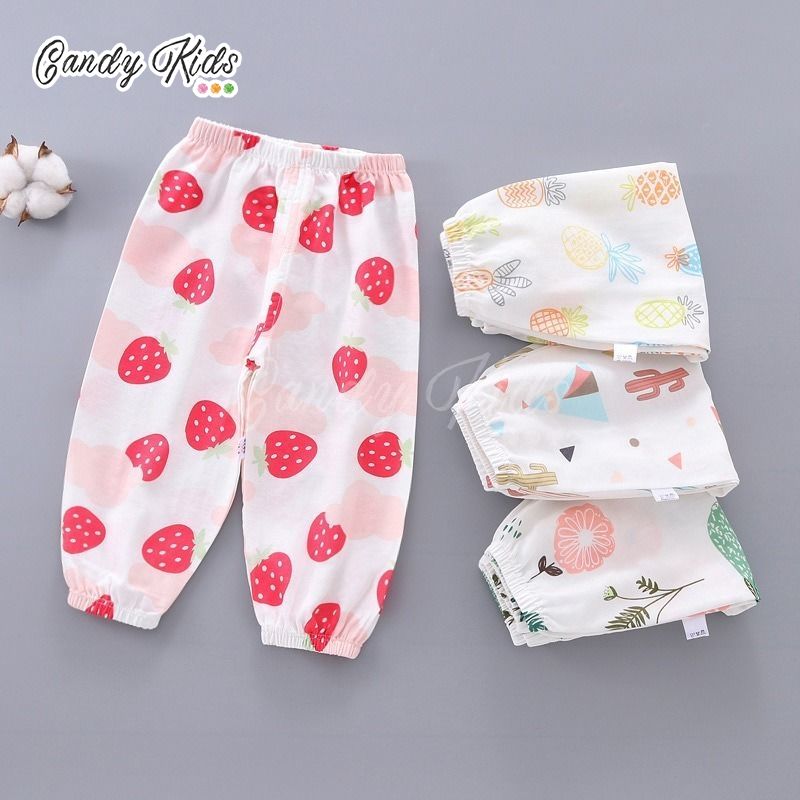 Quần Dài Cotton Lưng Thun Ống Túm Chống Muỗi Cho Bé