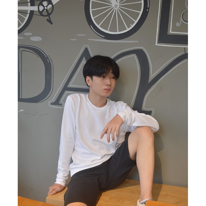 Áo thun Tay dài Sweater in White - Giá sỉ Unisex