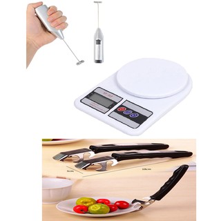 Bộ 3 nhà bếp 1 cân 5kg 1 dụng cụ gắp nóng 1 máy đánh trứng