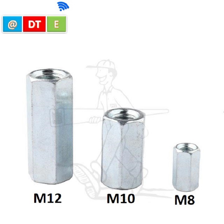 KHỚP NỐI TY REN HÌNH LỤC GIÁC M8-M10-M12, Giá cho 10 cái