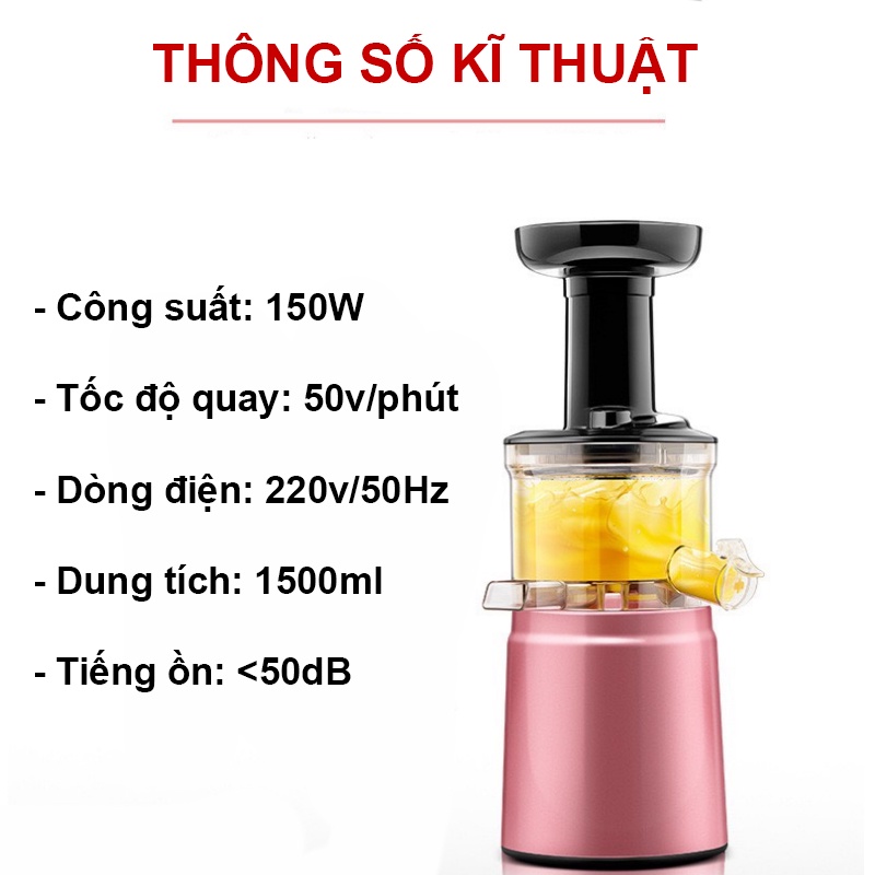 MÁY ÉP TRÁI CÂY, Máy ép chậm MEET JUICE, 150W - ép hoa quả kiệt bã, tặng 2 cốc đựng - BẢO HÀNH 12 THÁNG [MS001]