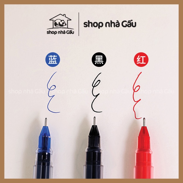 Bút gel ngòi 0.5mm dung lượng lớn mực màu đen đỏ xanh - Shop Nhà Gấu