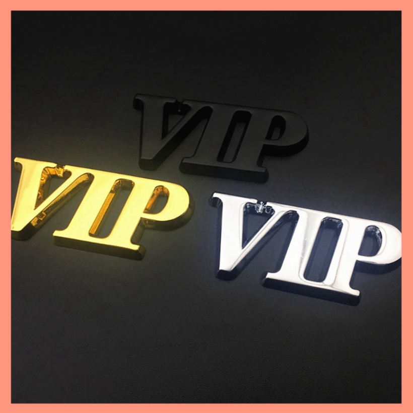 [Mã LIFEAU5SALE giảm 20k đơn 50k] Logo Chữ VIP Kim Loại dạng 3D Trang Trí Xe Hơi Ô Tô (nhiều màu)