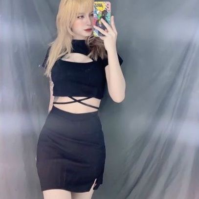 Sét áo quấn bụng và chân váy xẻ đùi( TV2 )