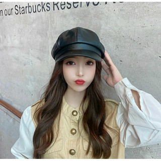 Mũ Beret da PU phong cách Retro
