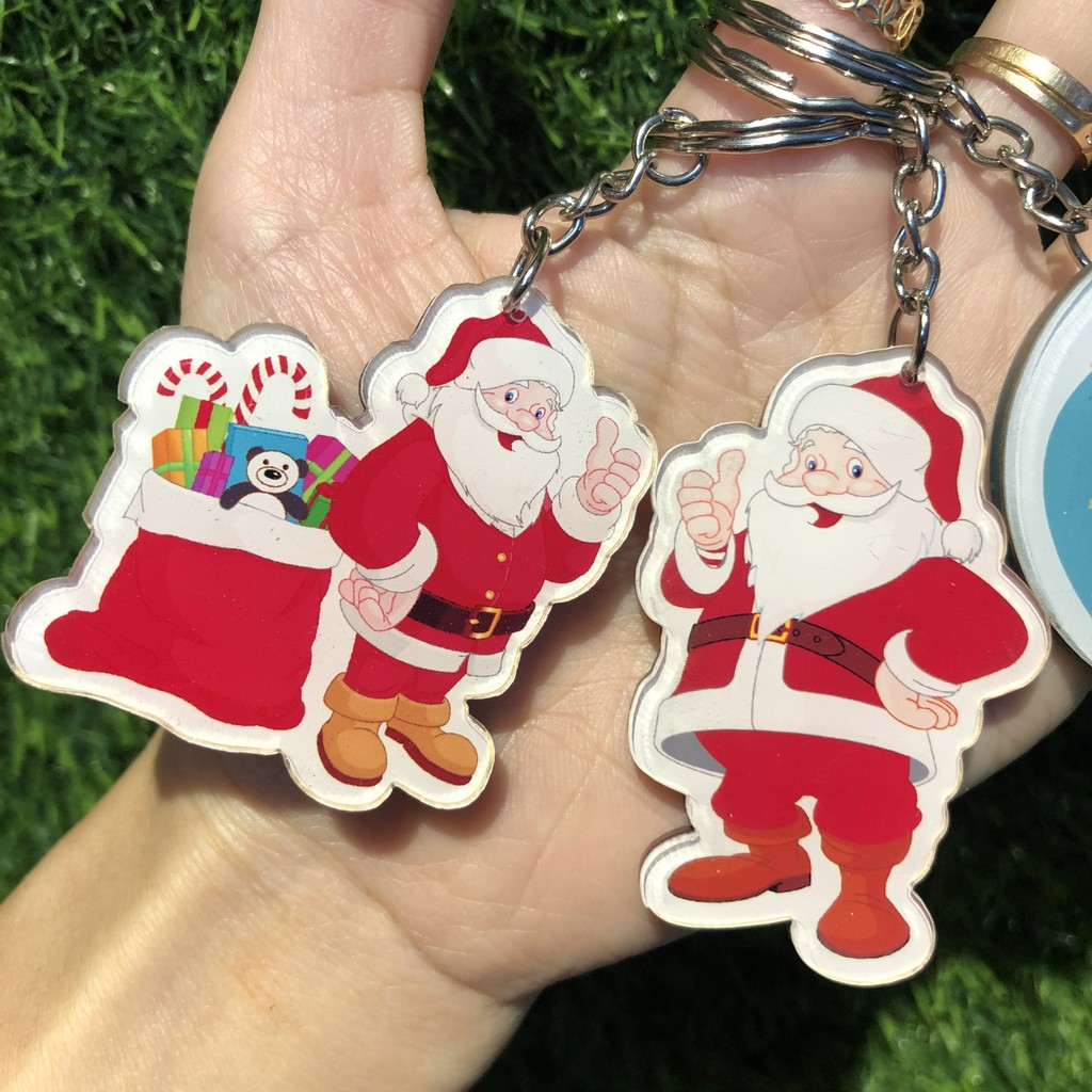 Móc khóa cắt hình ông già Noel xinh xắn - Móc khóa mica - Móc khóa chibi giáng sinh