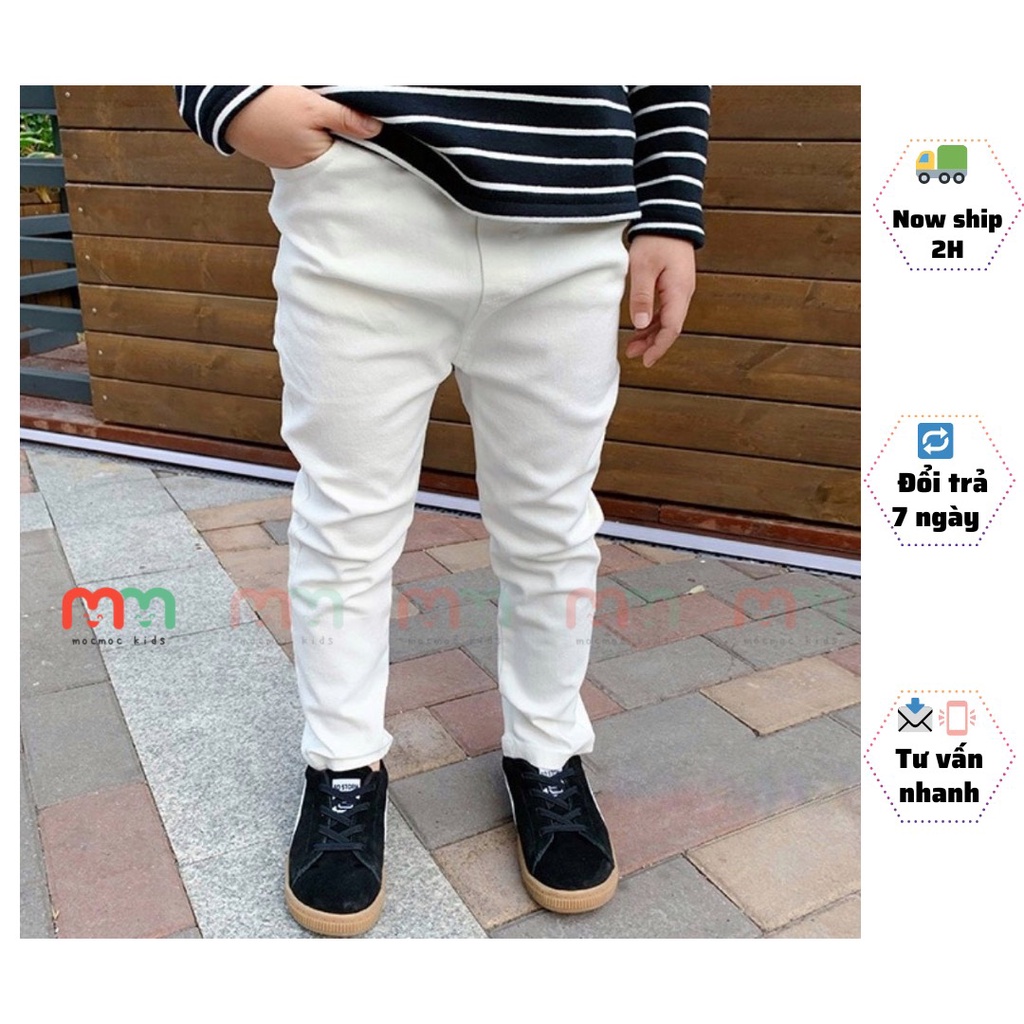 Quần Tây kaki dài bé trai màu Trắng / đen size đại chất kaki cao cấp mềm co dãn nhẹ cho bé 13kg đến 48kg