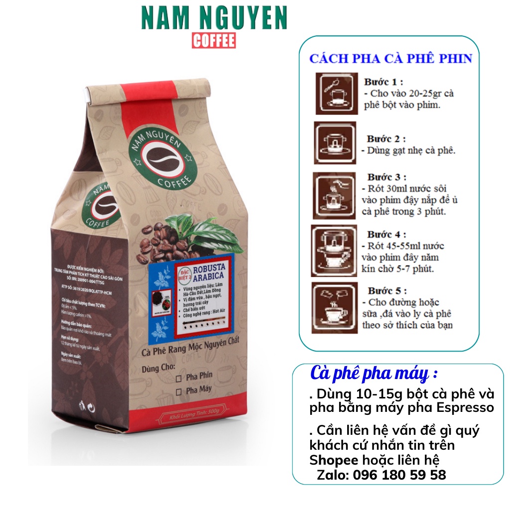 Cà phê rang xay Robusta-Arabica Blend2, cafe rang mộc đắng vừa, hậu ngọt,dùng cafe pha phin, cafe pha máy từ Nam Nguyên
