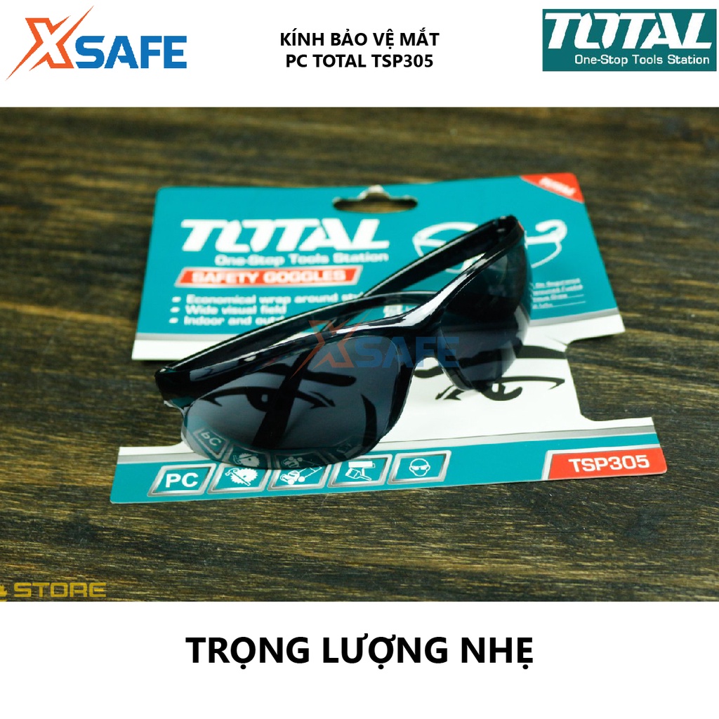 Kính bảo hộ lao động TOTAL TSP305 bảo vệ thợ hàn, nhựa dẻo độ bền cao, thiết kế ôm trọn chắc chắn, thoải mái