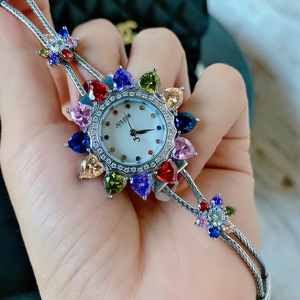Julius Mall - Đồng Hồ Nữ JS-021A Julius Star Mặt Hoa Đính Đá swarovski