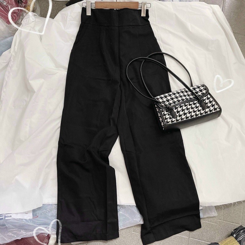 2476 QUẦN SUÔNG TÂY ĐEN ỐNG RỘNG KÉO KHOÁ | BigBuy360 - bigbuy360.vn