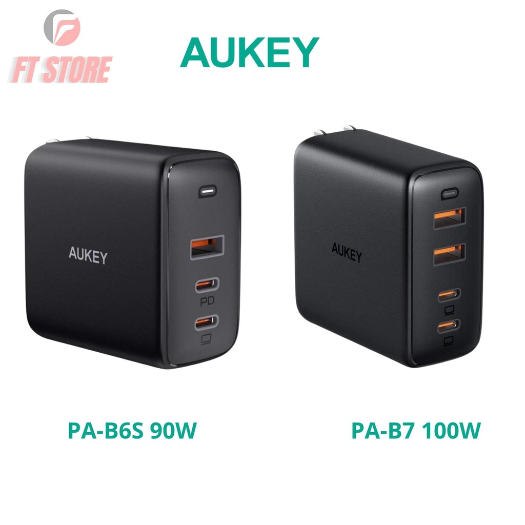 [GIAO HOẢ TỐC] Củ Sạc Nhanh AUKEY Omnia PA-B6s 90W, PA-B7 100W công nghệ GaN, cho laptop, thiết bị di động, BH18T