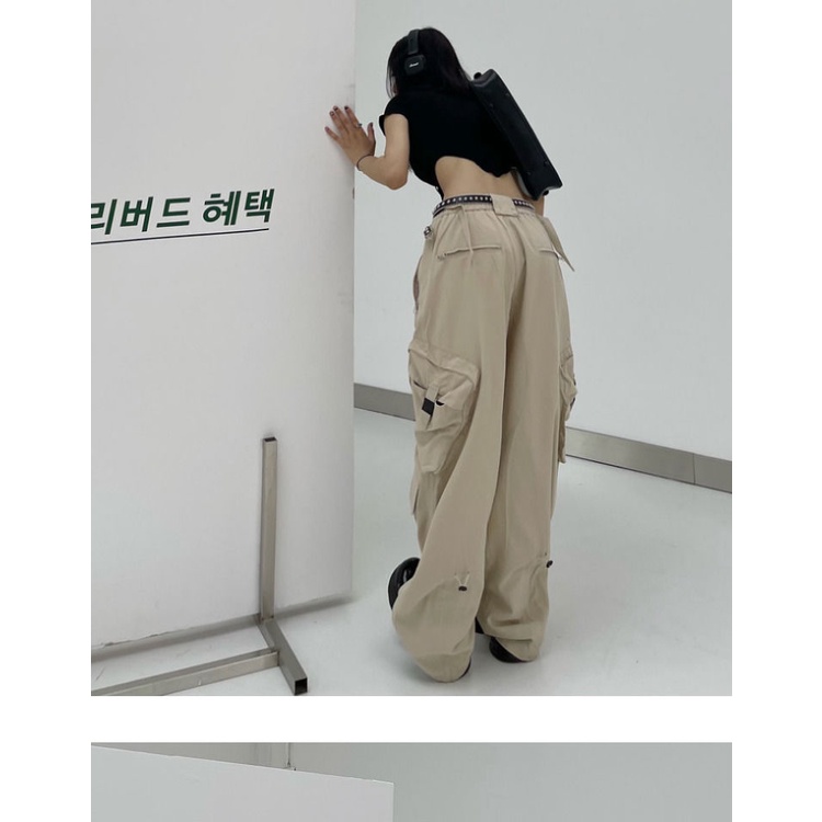 Quần Yếm Cotton Dáng Suông Có Túi Lớn Phong Cách Đường Phố Retro Cho Nam Nữ