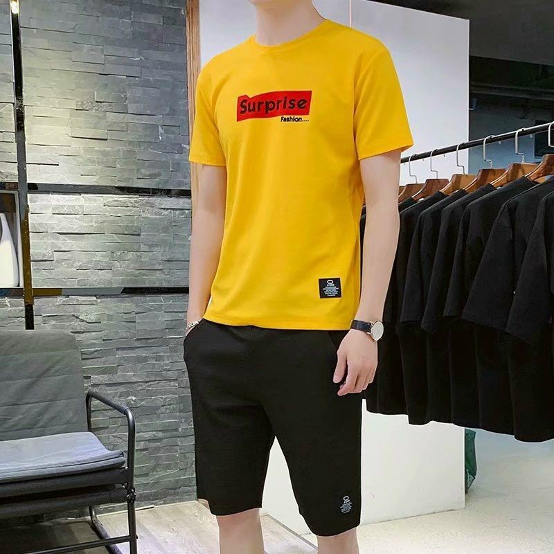 Đồ bộ thể thao nam phong cách hàn dạng đùi tay lỡ in chữ
