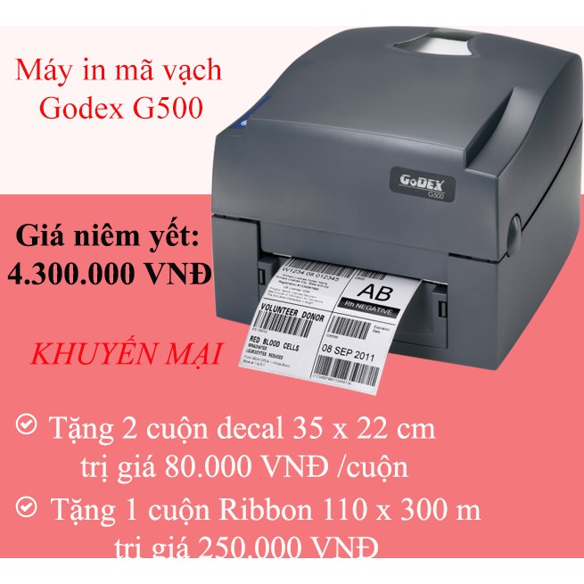 Máy in mã vạch GODEX G500 - MUA 1 TẶNG 3