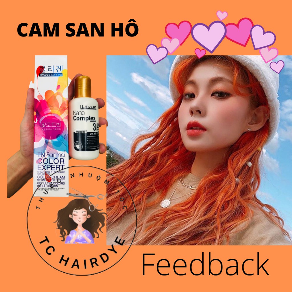 Thuốc nhuộm tóc CAM SAN HÔ lên từ nền tóc tẩy