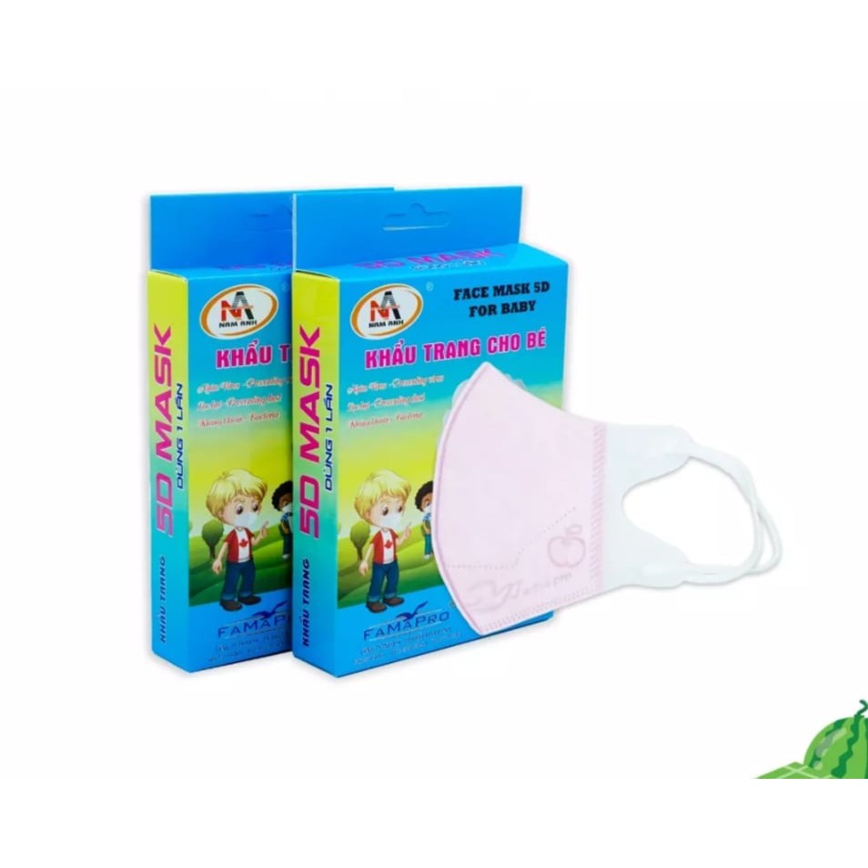 Combo 2 hộp Khẩu trang y tế trẻ em 3 lớp 5D Baby Trơn (10 cái / Hộp)