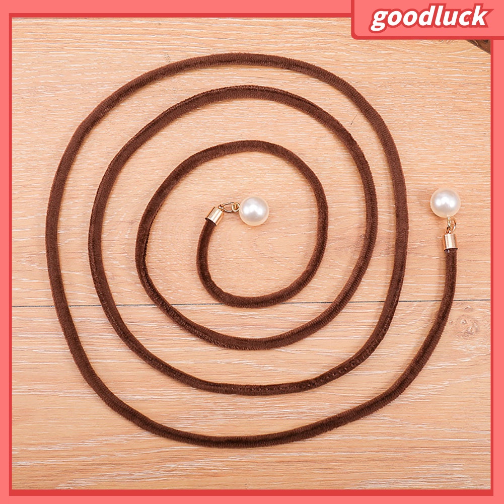 Thắt lưng bản nhỏ đính ngọc trai giả màu trơn