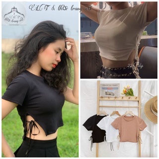 💫ÁO CROPTOP BUỘC DÂY HAI BÊN💮ÁO CỔ TRÒN 🌸ĐEN, TRẮNG 🌸💥💥💥