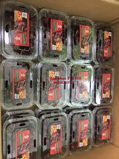 100 hộp nhựa đựng trái cây p350a 350gam dâu cherry