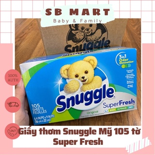Giấy thơm quần áo Snuggle hộp 105 tờ / Super Fresh / mùi thơm dịu nhẹ, tươi mát
