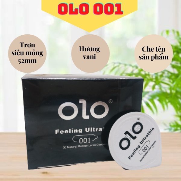 Bao cao su OLO 001 đen / bao cao su siêu mỏng 0.01mm, nhiều gel bôi trơn hộp 10 bcs - olo kéo dài thời gian quan hệ