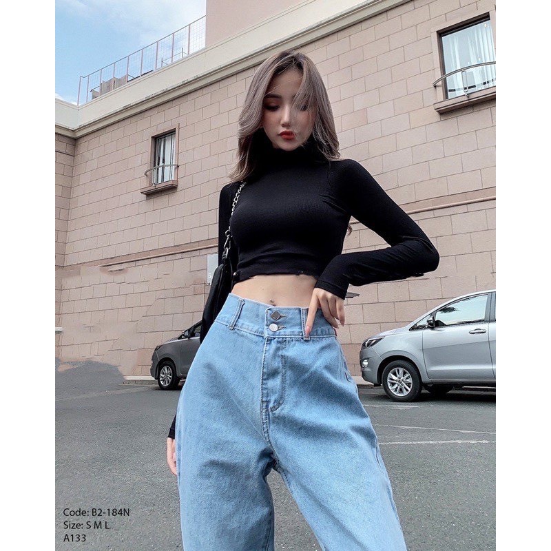 Quần Jeans Baggy Nữ Cạp cao 2 nút Chuẩn Form Hack dáng Chất liệu Cao cấp Trẻ trung cực hot