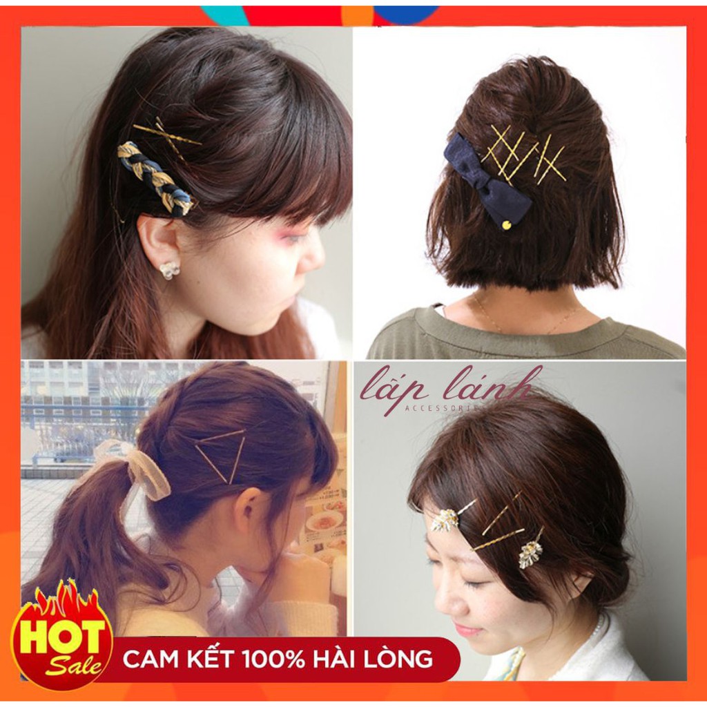 [Có sẵn] SET 10 KẸP TÓC MÁI TRANG TRÍ KIM LOẠI VÀNG PHONG CÁCH NGỌT NGÀO DỄ THƯƠNG 213KM009